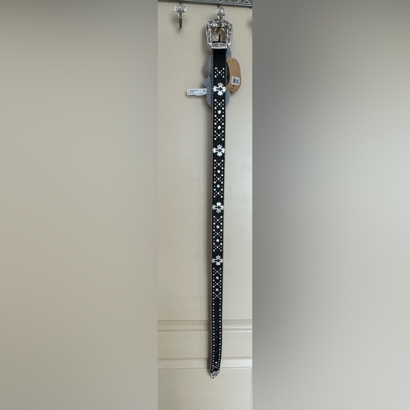 Black Sparkling RhinestoneBelt Leather